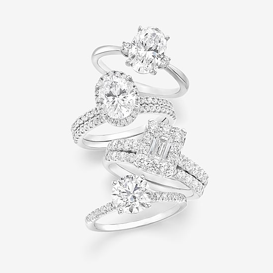 Signature By Modern Bride Womens 2 CT. T.W. Lab Grown White Diamond 10K or 14K Gold Oval Side Stone Bridal Set