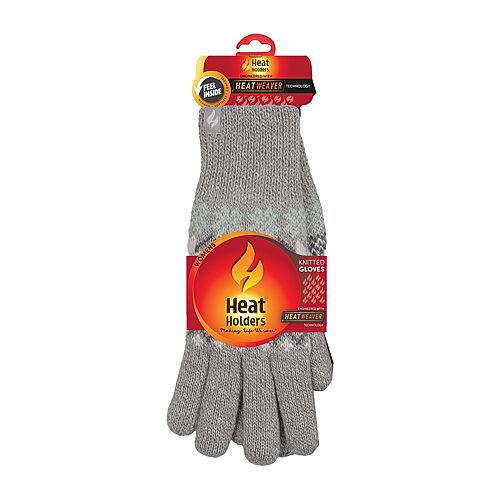 Heat Holders Elena Fairisle Gloves, Small-medium, Gray