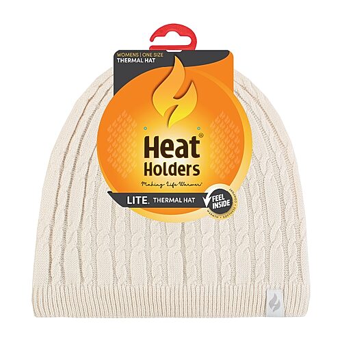 Heat Holders Lite Anna Cable Womens Beanie In Beige