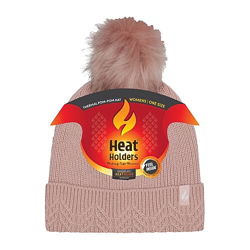 Heat Holders Lite Matilda Womens Pom Pom Beanie, One Size, Pink
