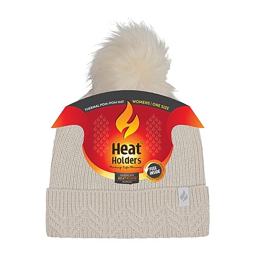 Heat Holders Lite Matilda Womens Pom Pom Beanie, One Size, Beige