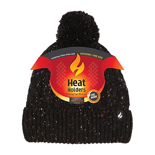 Heat Holders Women's ORIGINAL Britta Cable Roll Up Hat with Pom-Pom