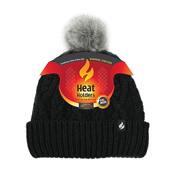 Heat Holders  Brina Solid Womens Pom Pom Beanie