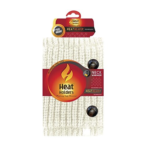 Heat Holders Clyde Solid Ribbed Side-Button Neck Warmer - Buttercrea