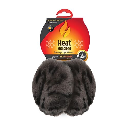 Heat Holders Kristina Snow Leaopard Womens Ear Muffs In Gray