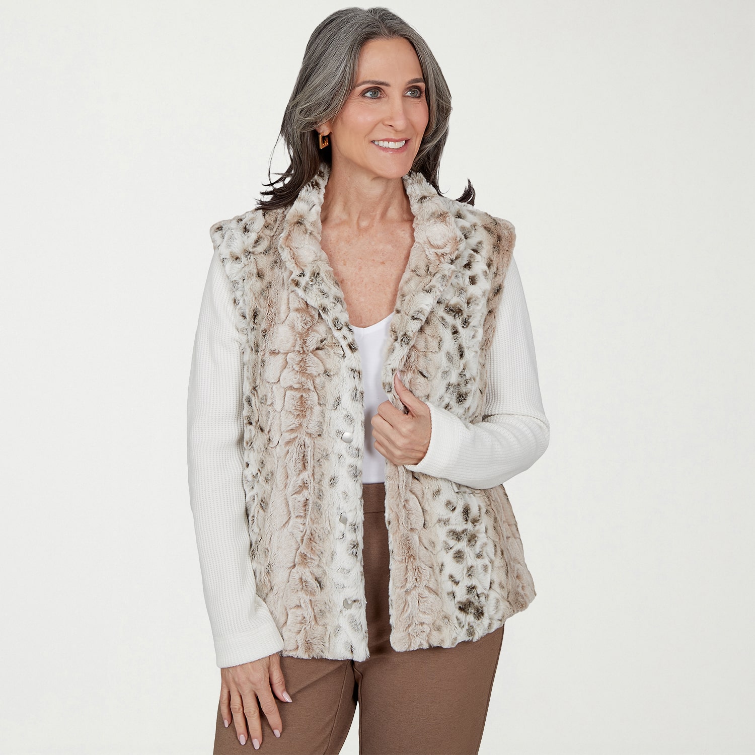 Alfred Dunner Regent Street Womens Faux Fur Coat
