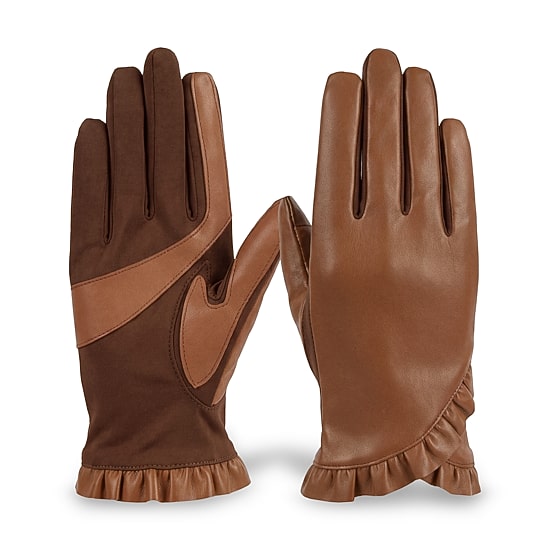 Isotoner Faux Leather Ruffle 1 Pair Gloves