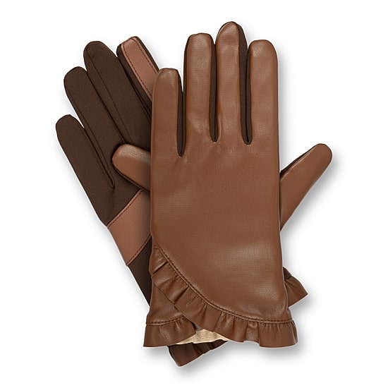 Isotoner Faux Leather Ruffle 1 Pair Gloves