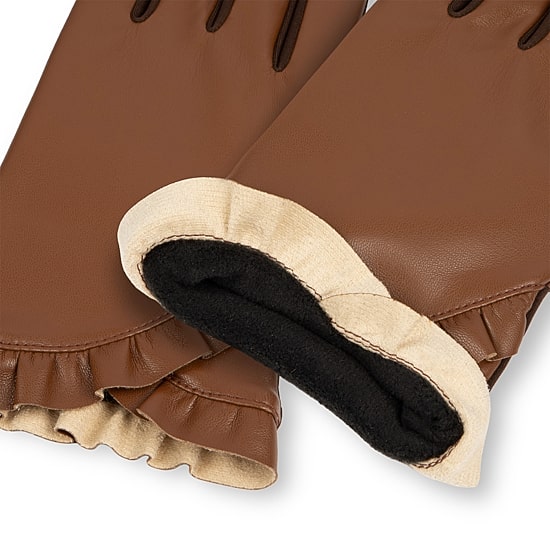 Isotoner Faux Leather Ruffle 1 Pair Gloves
