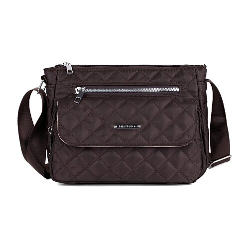 Julia Buxton Nylon Quilted Sling Bag In Brown