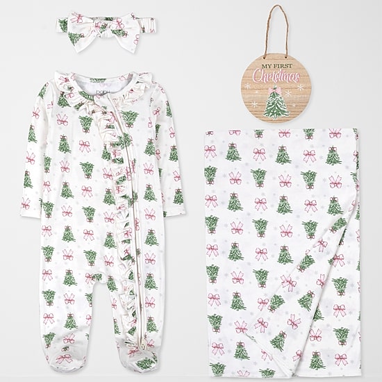 Baby Essentials First Christmas Baby Girls Knit 4-pc. Baby Clothing Set