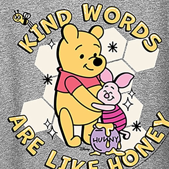 Kind Words Are Like Honey Womens Crew Neck Short Sleeve Regular Fit Winnie The Pooh Graphic T-Shirt