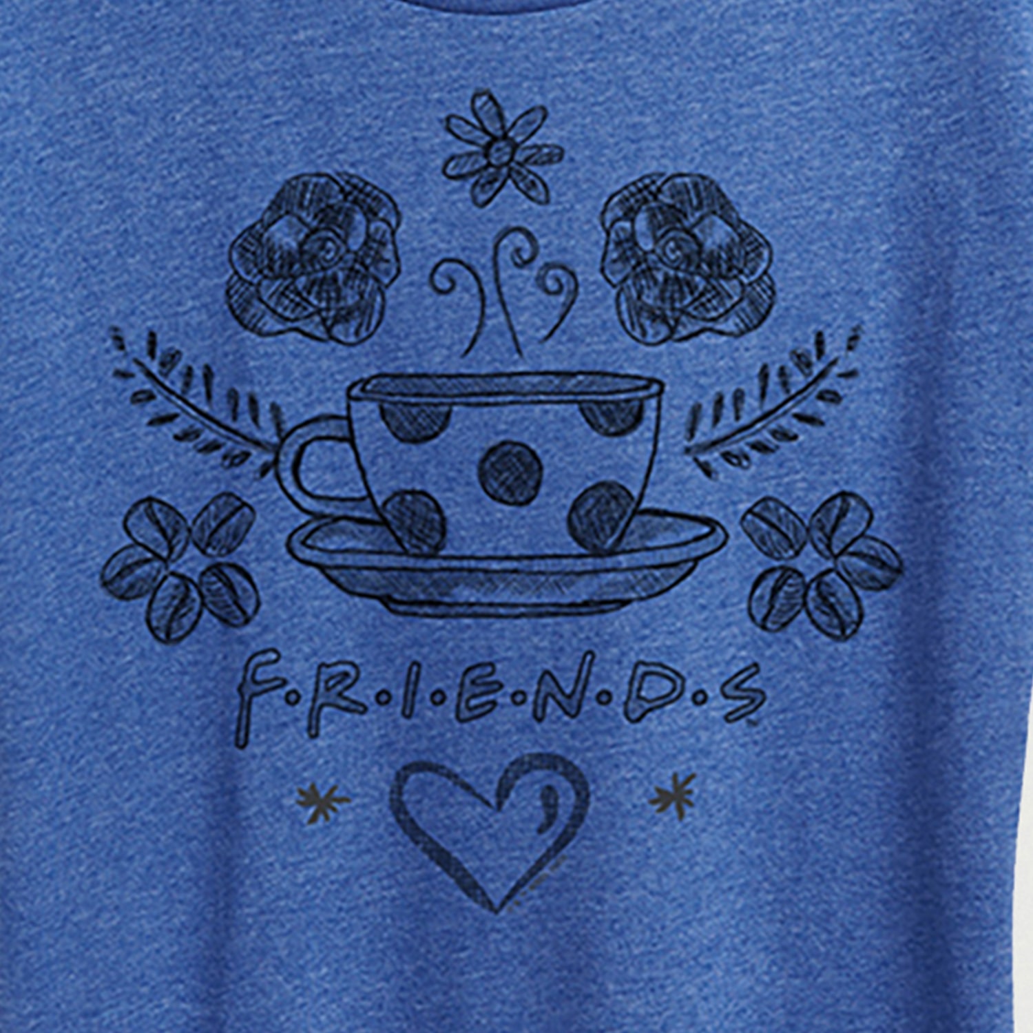 Floral Coffee Logo Womens Crew Neck Short Sleeve Regular Fit Friends Graphic T-Shirt