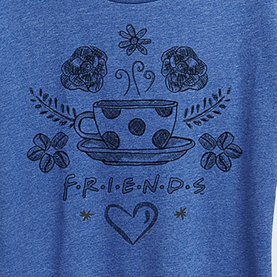 Floral Coffee Logo Womens Crew Neck Short Sleeve Regular Fit Friends Graphic T-Shirt