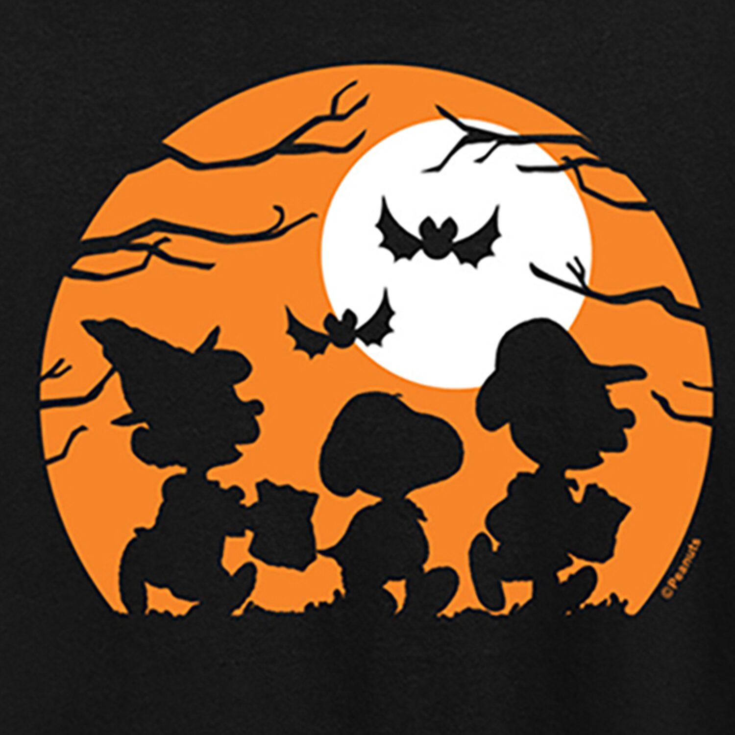 Halloween Sillhouette Womens Crew Neck Short Sleeve Regular Fit Peanuts Snoopy Graphic T-Shirt
