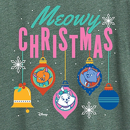 Meowy Christmas Womens Crew Neck Short Sleeve Regular Fit The Aristocats Graphic T-Shirt
