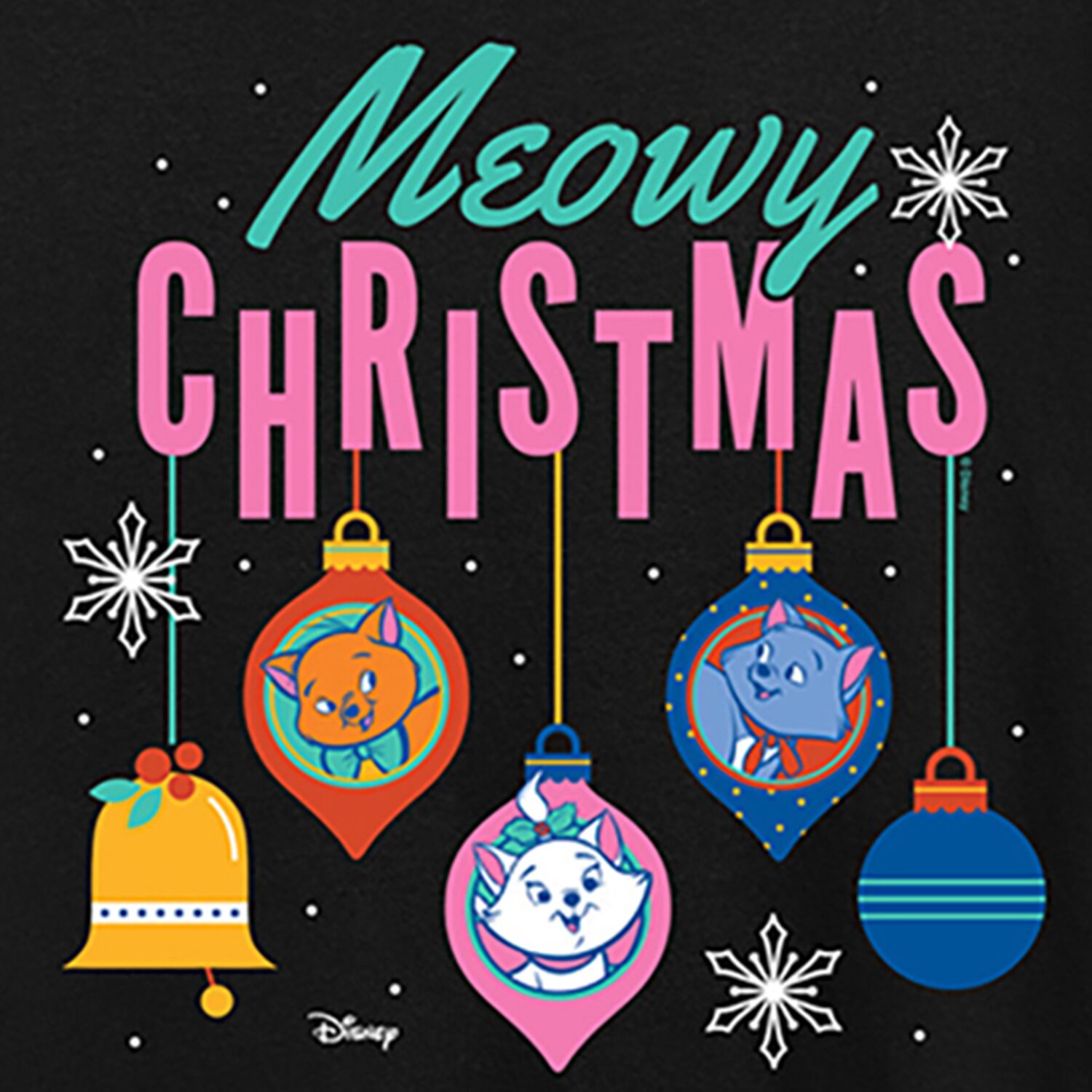 Meowy Christmas Womens Crew Neck Short Sleeve Regular Fit The Aristocats Graphic T-Shirt