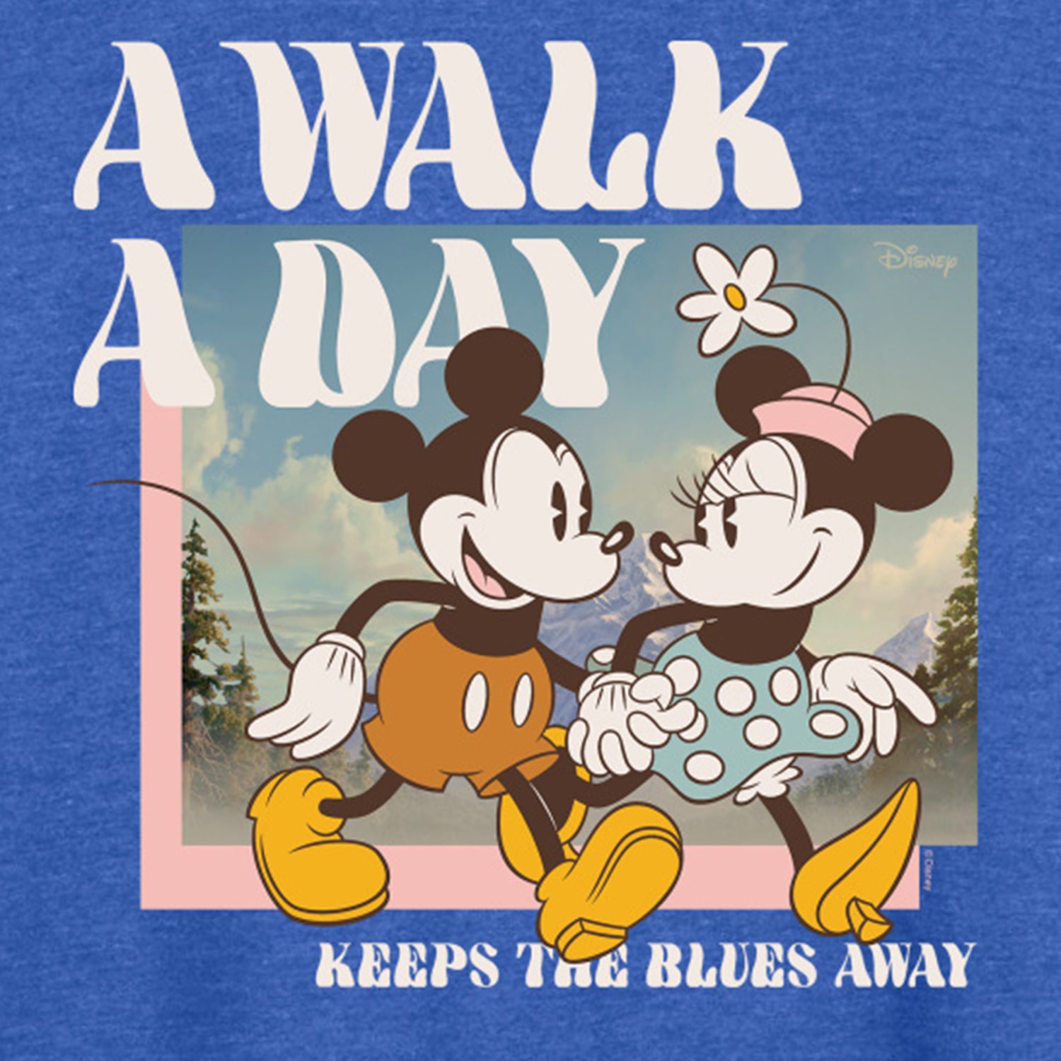 A Walk Day Womens Crew Neck Long Sleeve Mickey Mouse Minnie Pullover Sweater