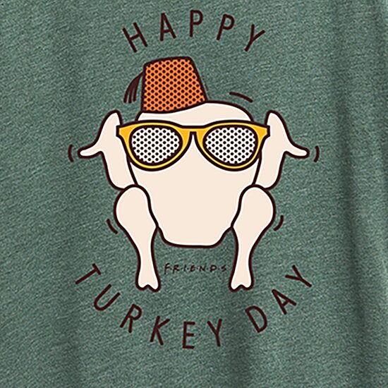 Happy Turkey Day Womens Crew Neck Short Sleeve Regular Fit Friends Graphic T-Shirt