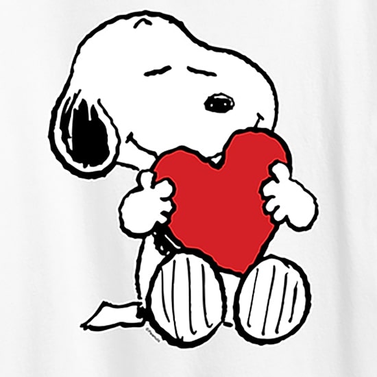 Hugging Heart Womens Crew Neck Short Sleeve Regular Fit Peanuts Snoopy Graphic T-Shirt