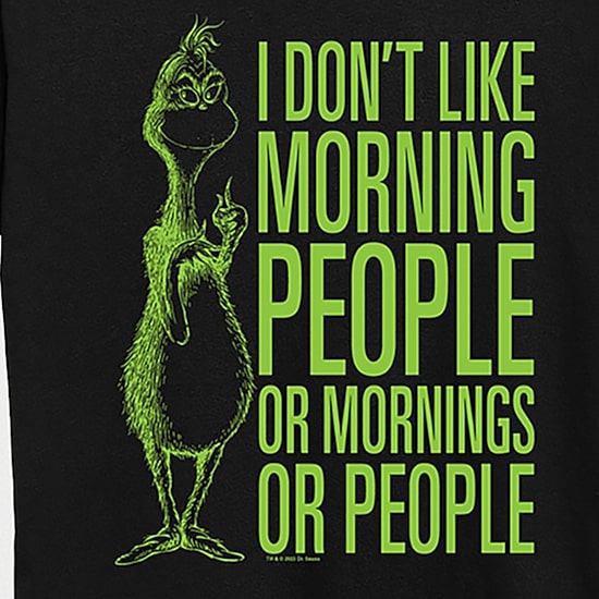 Morning People Womens Crew Neck Short Sleeve Regular Fit Grinch Graphic T-Shirt