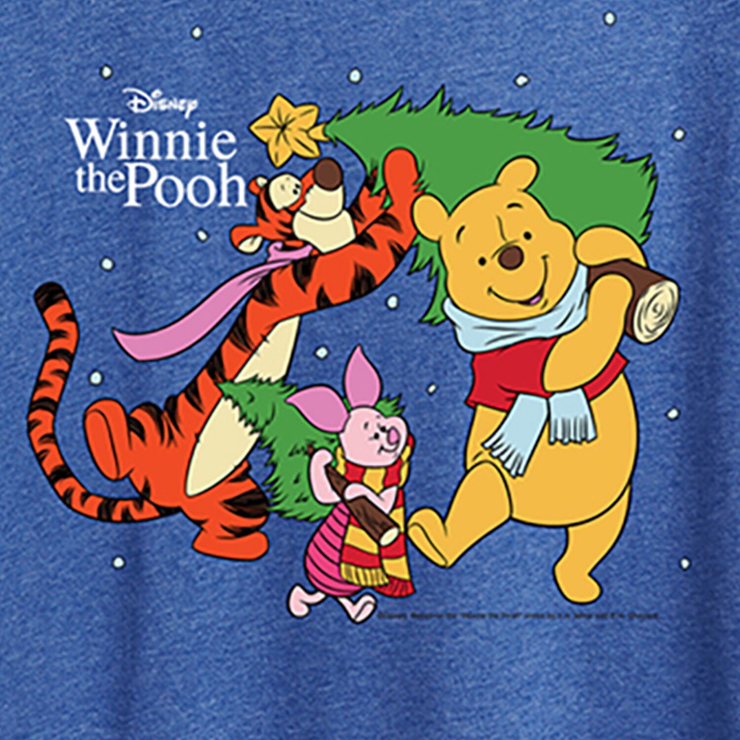 Christmas Womens Crew Neck Short Sleeve Regular Fit Winnie The Pooh Graphic T-Shirt