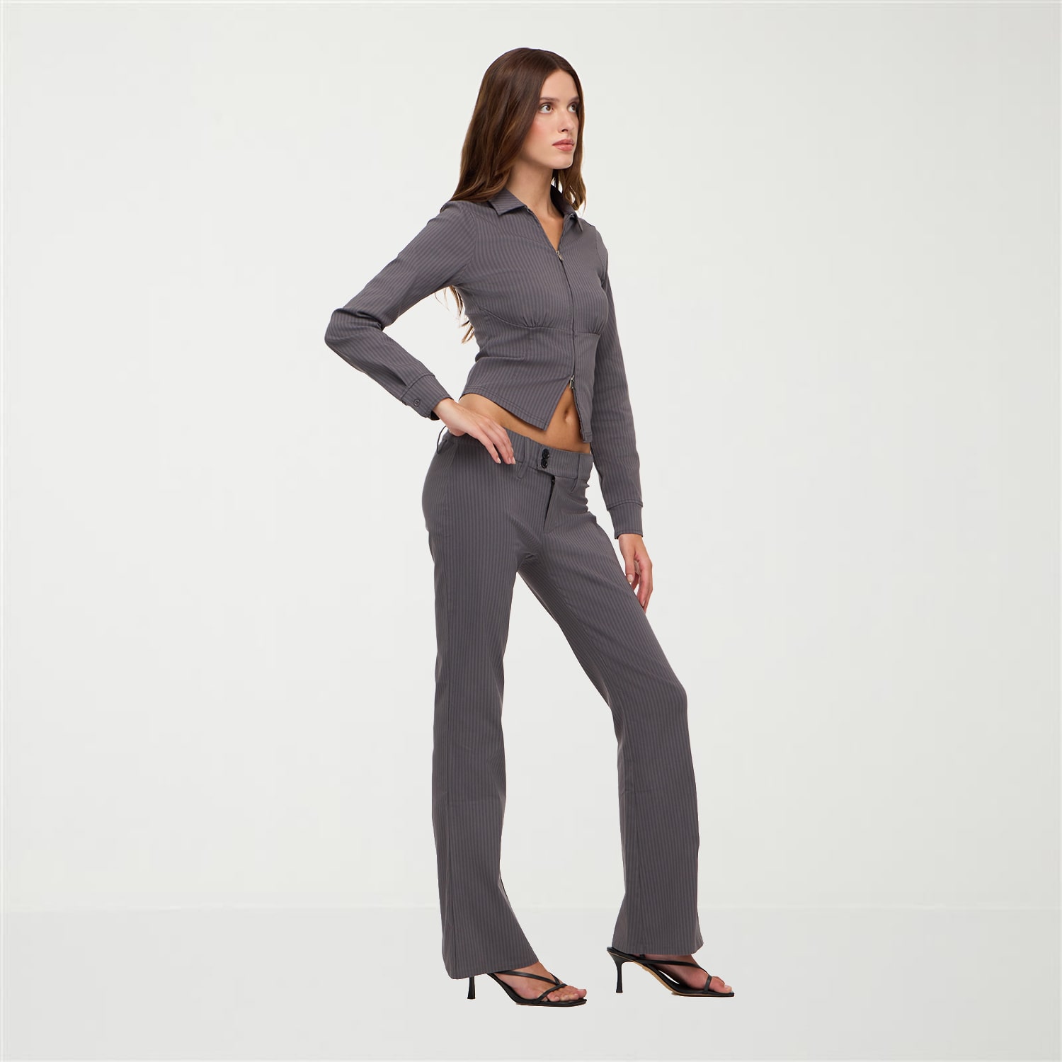 Forever 21 Womens Juniors Flare Mid Rise Pull-On Pant