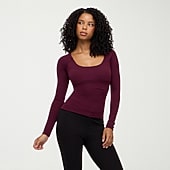 Forever 21 Built In Bra Womens Juniors Scoop Neck Long Sleeve T-Shirt