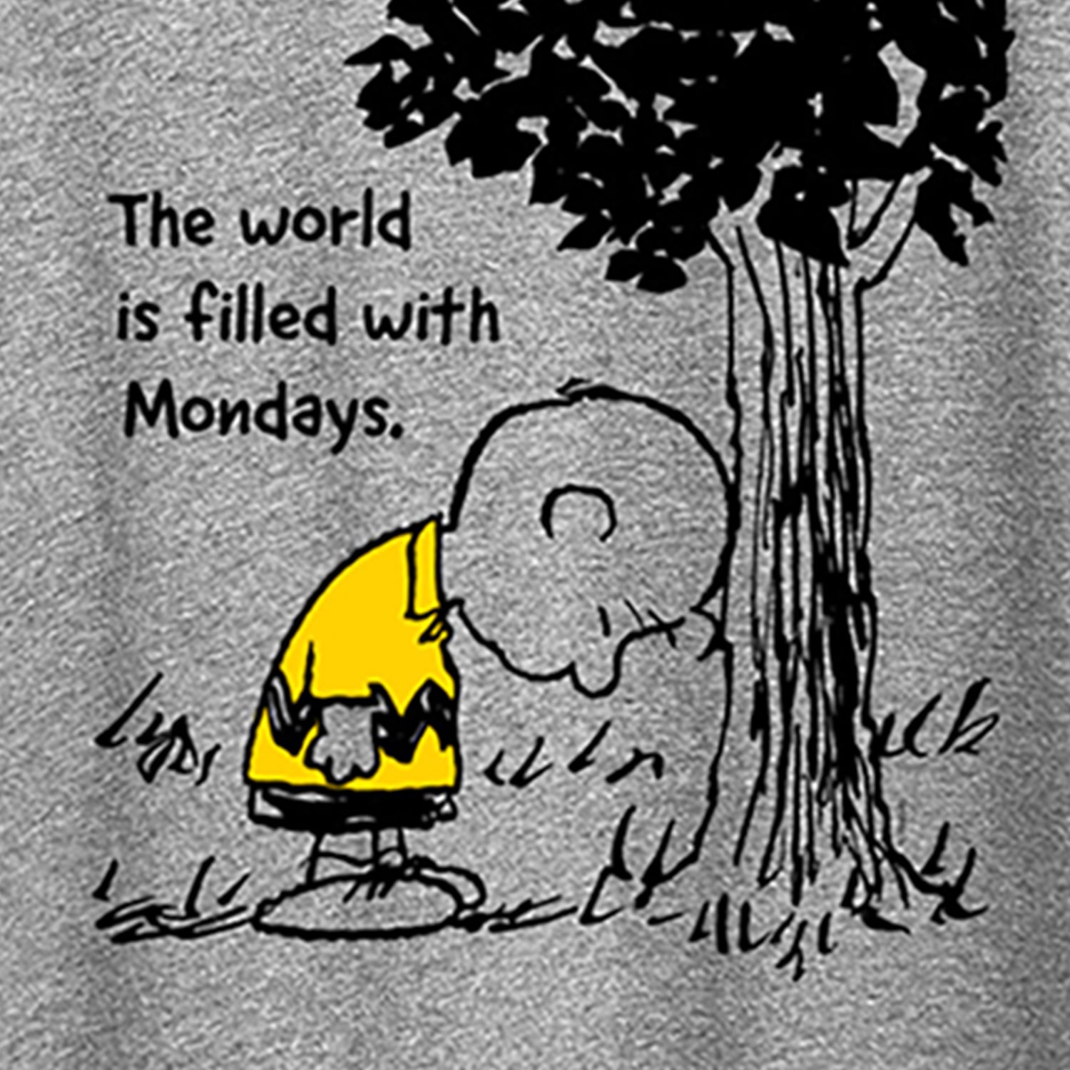 World Filled With Mondays Womens Crew Neck Short Sleeve Regular Fit Peanuts Graphic T-Shirt
