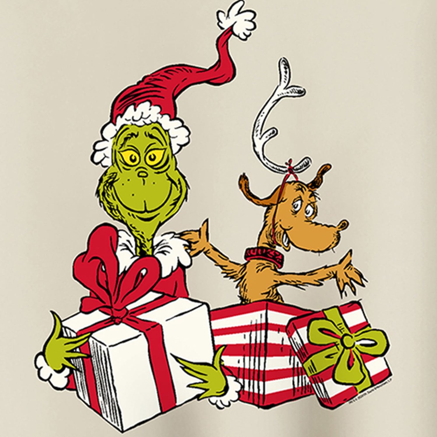 Max And Presents Womens Crew Neck Long Sleeve Grinch Pullover Sweater