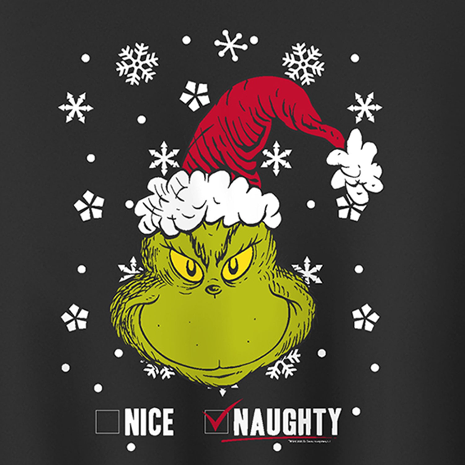 Naughty Womens Crew Neck Long Sleeve Grinch Pullover Sweater