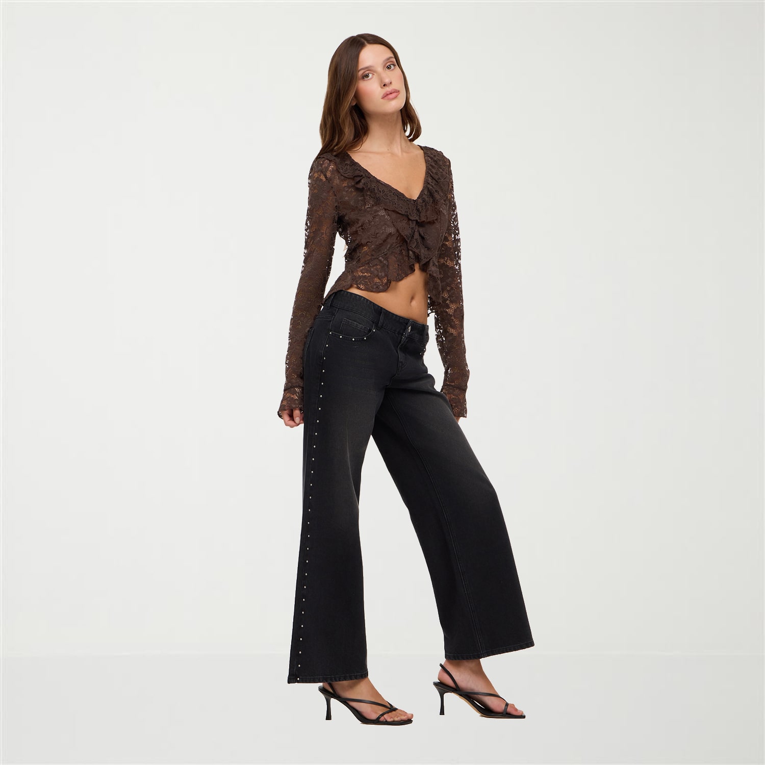 Forever 21 Womens Juniors V Neck Long Sleeve Blouse