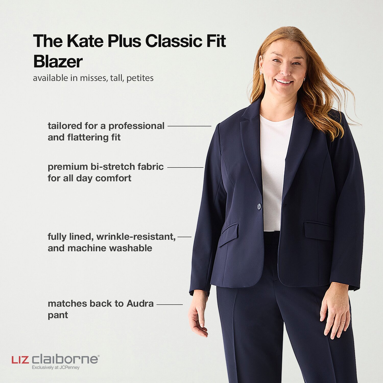 Liz Claiborne Kate Womens Plus Regular Fit Blazer