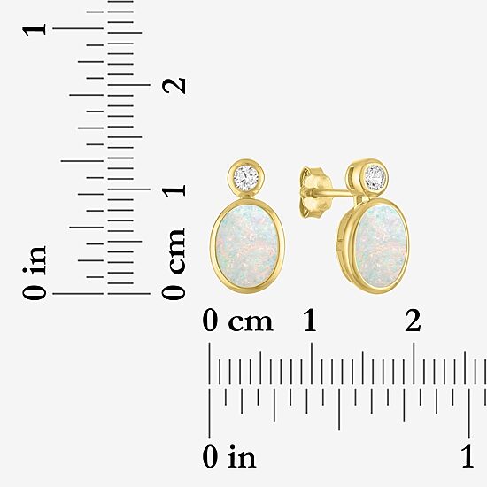 Womens Gemstone 14K Gold Over Silver 12.8mm Oval Stud Earrings