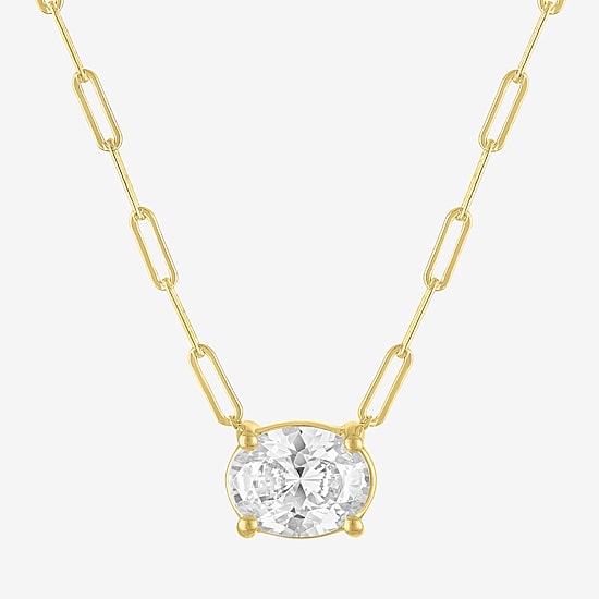 Diamond Addiction (G-H / Si2-I1) Womens 2 CT. T.W. Lab Grown White Diamond 10K Gold Oval 18 Inch Pendant Necklace