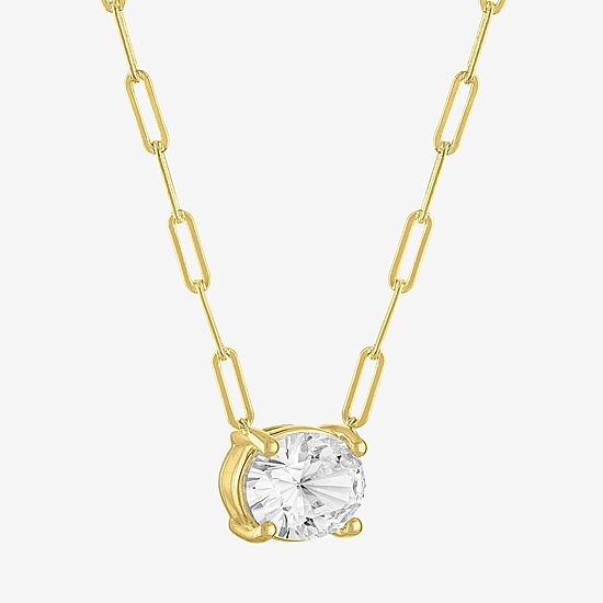 Diamond Addiction (G-H / Si2-I1) Womens 2 CT. T.W. Lab Grown White Diamond 10K Gold Oval 18 Inch Pendant Necklace