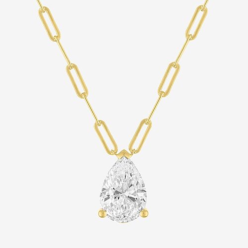 Diamond Addiction (G-H / Si2-I1) Womens 2 CT. T.W. Lab Grown White Diamond 10K Gold Pear 18 Inch Pendant Necklace, One Size, Yellow
