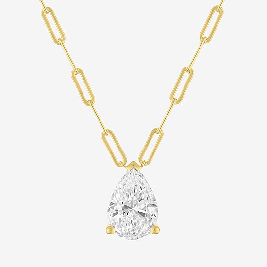 Diamond Addiction (G-H / Si2-I1) Womens 2 CT. T.W. Lab Grown White Diamond 10K Gold Pear 18 Inch Pendant Necklace
