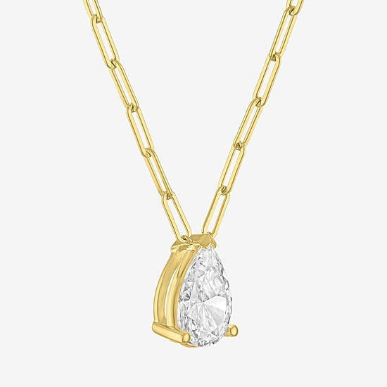 Diamond Addiction (G-H / Si2-I1) Womens 2 CT. T.W. Lab Grown White Diamond 10K Gold Pear 18 Inch Pendant Necklace