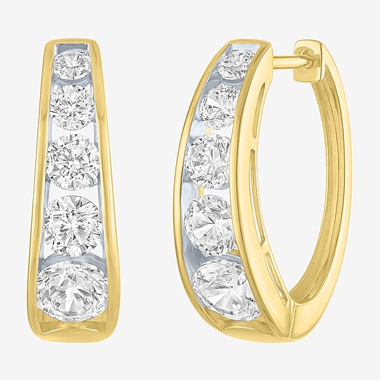 (G-H / Si2-I1) Womens 2 CT. T.W. Lab Grown White Diamond 10K Gold 19.8mm Hoop Earrings