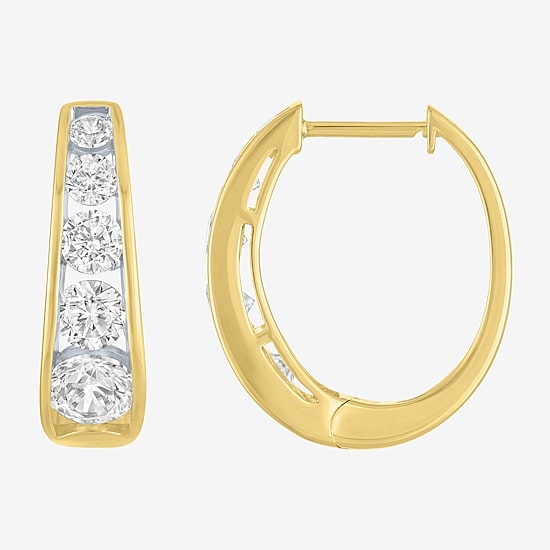 (G-H / Si2-I1) Womens 2 CT. T.W. Lab Grown White Diamond 10K Gold 19.8mm Hoop Earrings