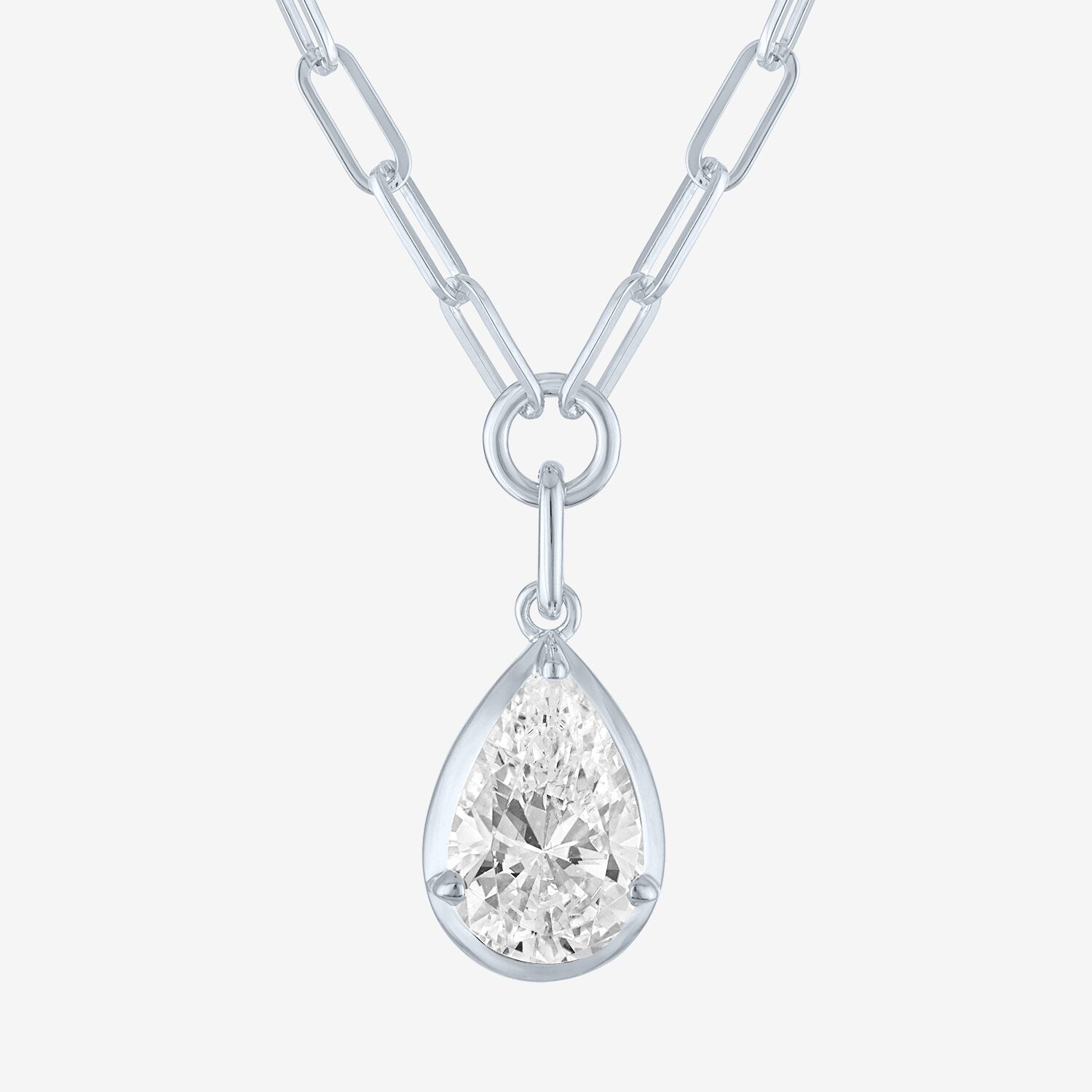 Diamond Addiction (G-H / Si2-I1) Womens 2 CT. T.W. Lab Grown White 10K Gold Pear 18 Inch Pendant Necklace