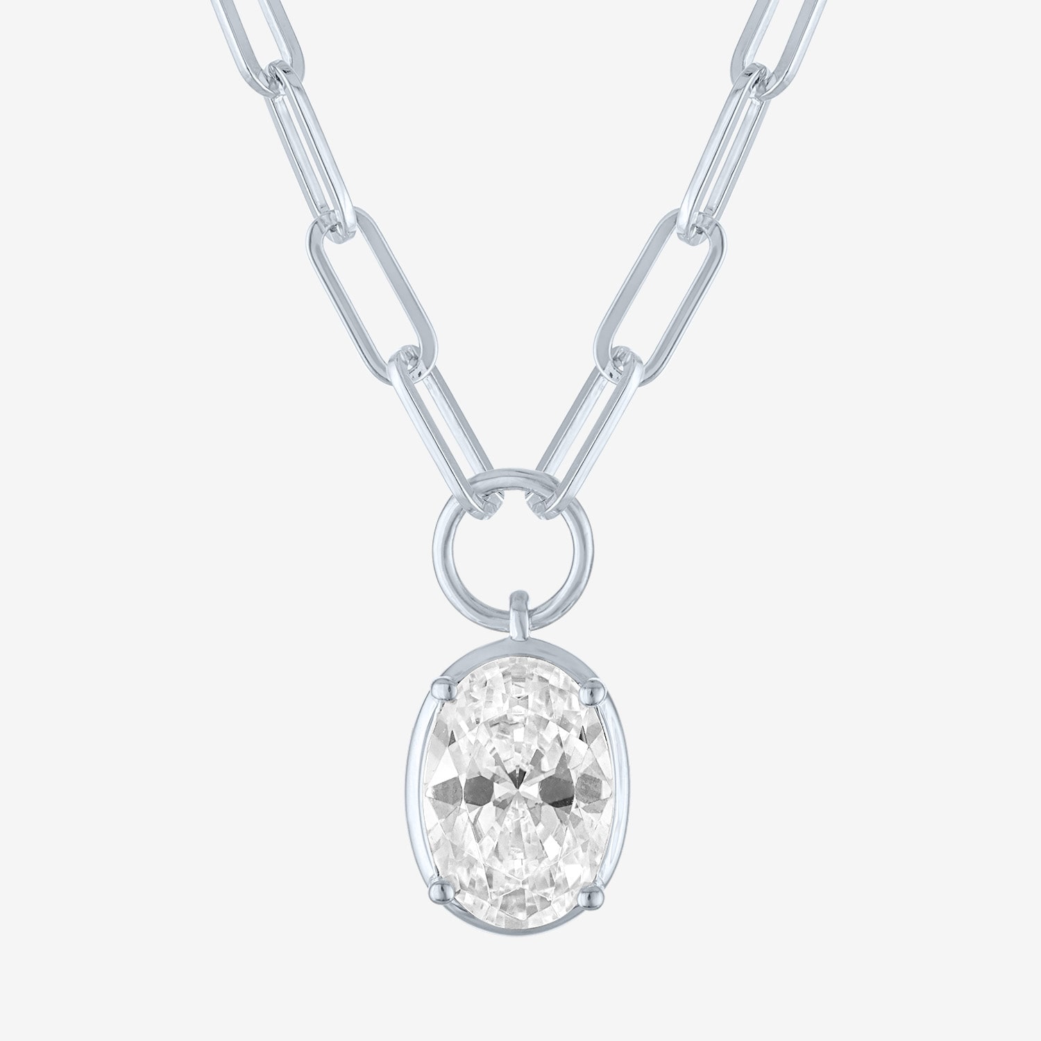 Diamond Addiction (G-H / Si2-I1) Womens 2 CT. T.W. Lab Grown White 10K Gold Oval 18 Inch Pendant Necklace