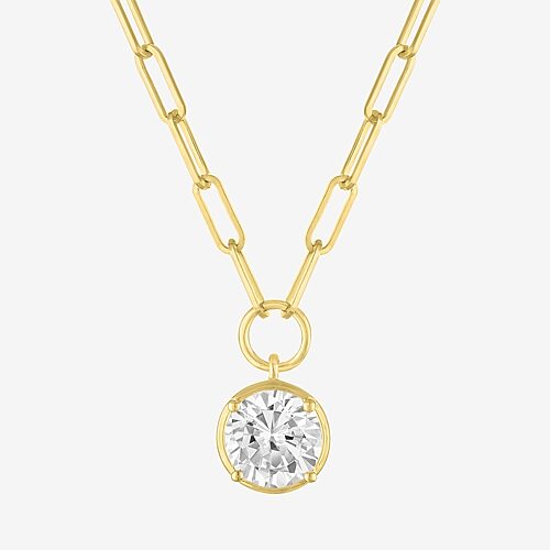 Diamond Addiction (G-H / Si2-I1) Womens 2 CT. T.W. Lab Grown White Diamond 10K Gold Round 18 Inch Pendant Necklace, One Size, Yellow