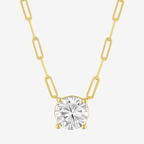 Diamond Addiction (G-H / Si2-I1) Womens 2 CT. T.W. Lab Grown White Diamond 10K Gold Round 18 Inch Pendant Necklace, One Size, Yellow