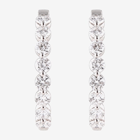 (G / Si1-Si2) Womens 3 CT. T.W. Lab Grown White Diamond 10K Gold 23.5mm Hoop Earrings