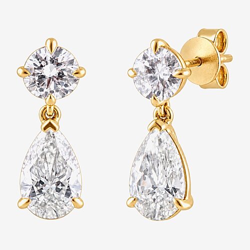(G / Si1-Si2) Womens 3 CT. T.W. Lab Grown White Diamond 10K Gold Drop Earrings, One Size, Yellow