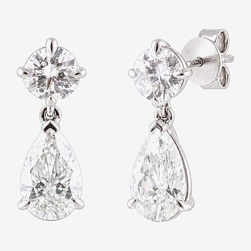 (G / Si1-Si2) Womens 3 CT. T.W. Lab Grown White Diamond 10K Gold Drop Earrings, One Size, White