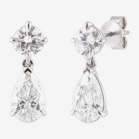 (G / Si1-Si2) Womens 3 CT. T.W. Lab Grown White Diamond 10K Gold Drop Earrings