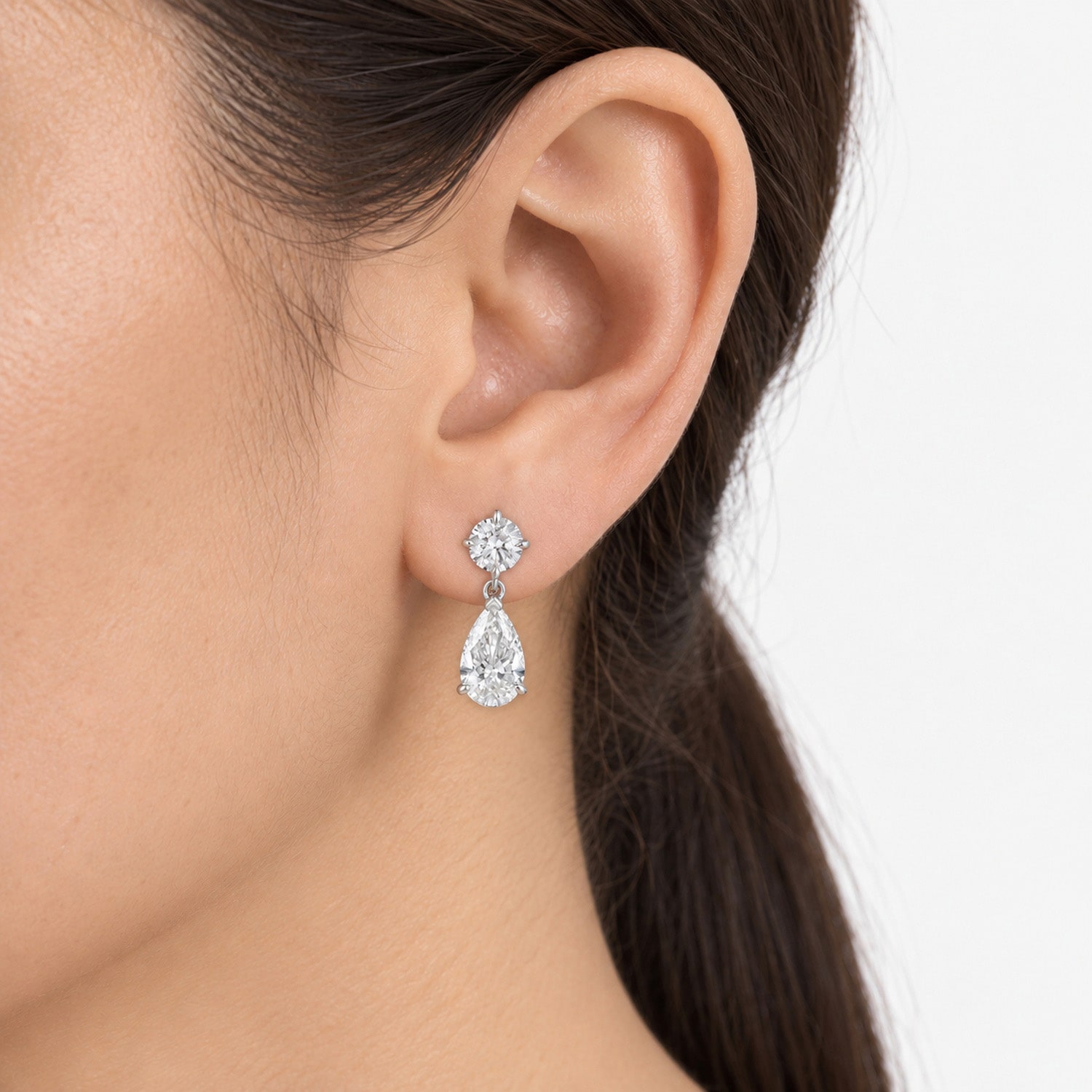 (G / Si1-Si2) Womens 3 CT. T.W. Lab Grown White Diamond 10K Gold Drop Earrings